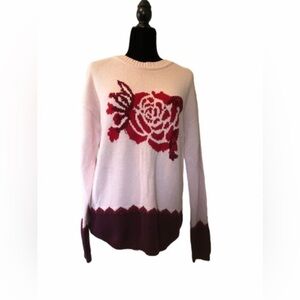7 season Women’s Embroidered Flower Pink Sweater‎ Size L